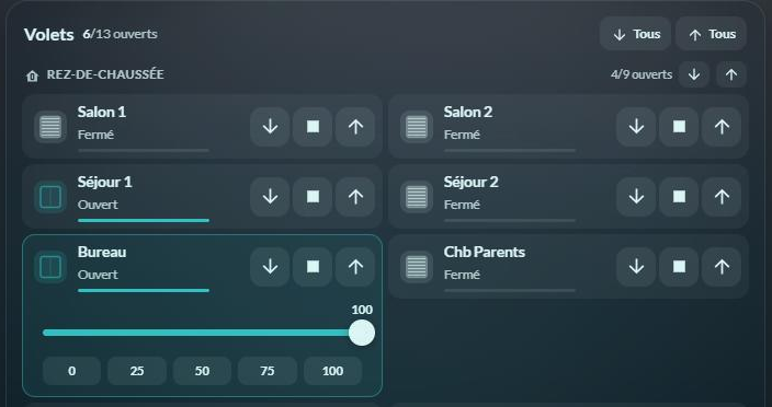 La position précise dans la tuile du volet