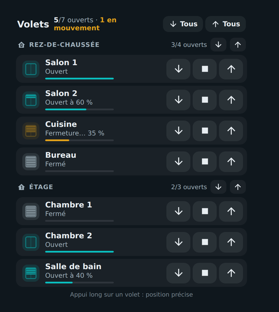 HOLM Covers Card : tous vos volets sur une carte, rangés par étage