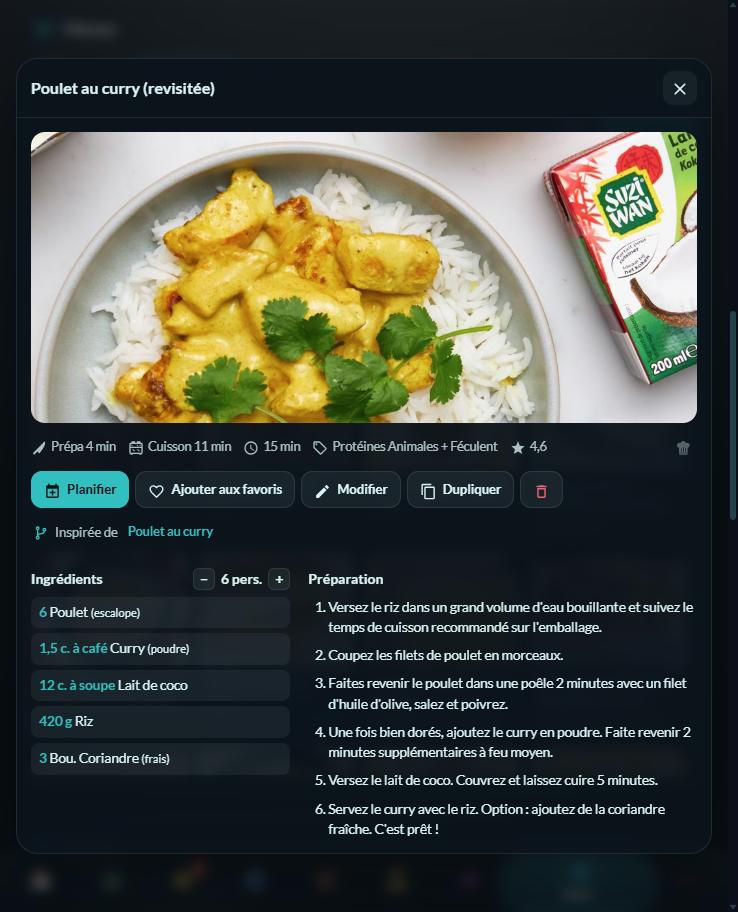 HOLM My Menu 1.1.8 : une recette revisitée avec le lien Inspirée de