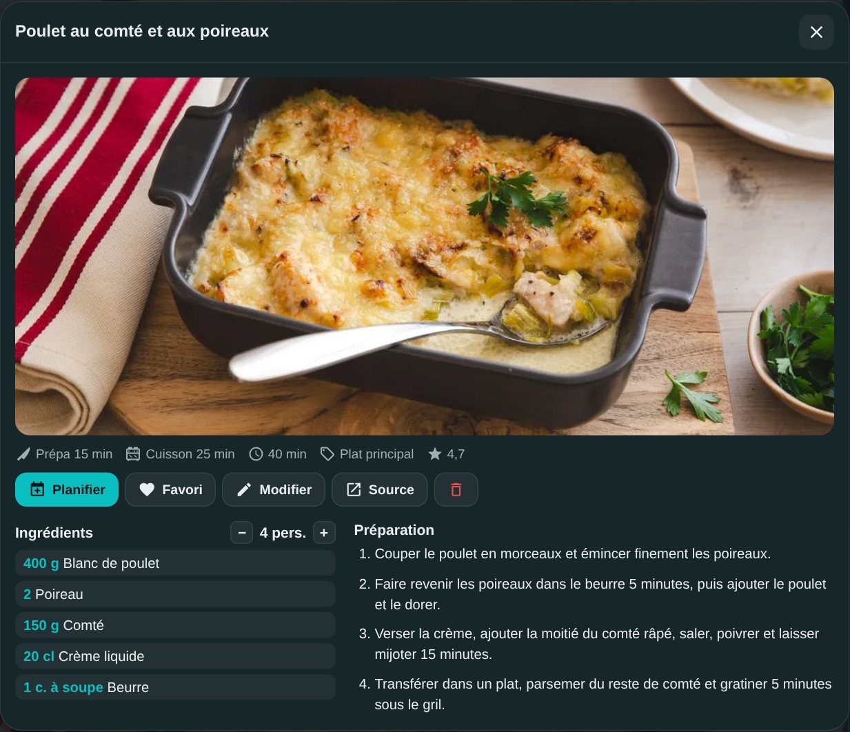Une recette
