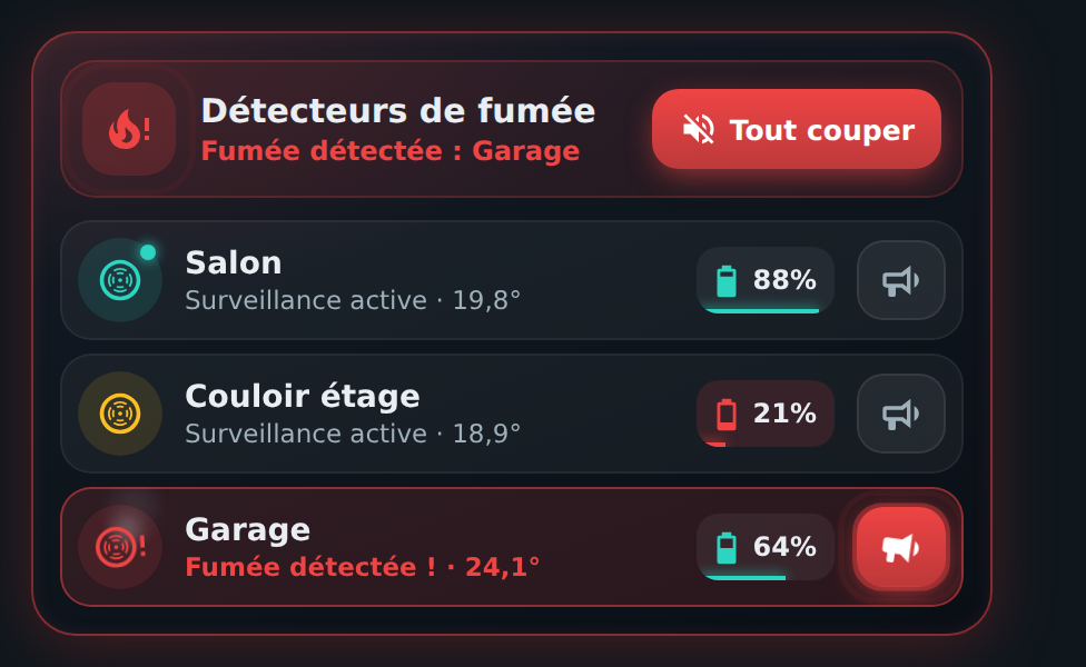 HOLM Smoke Card en alerte fumée